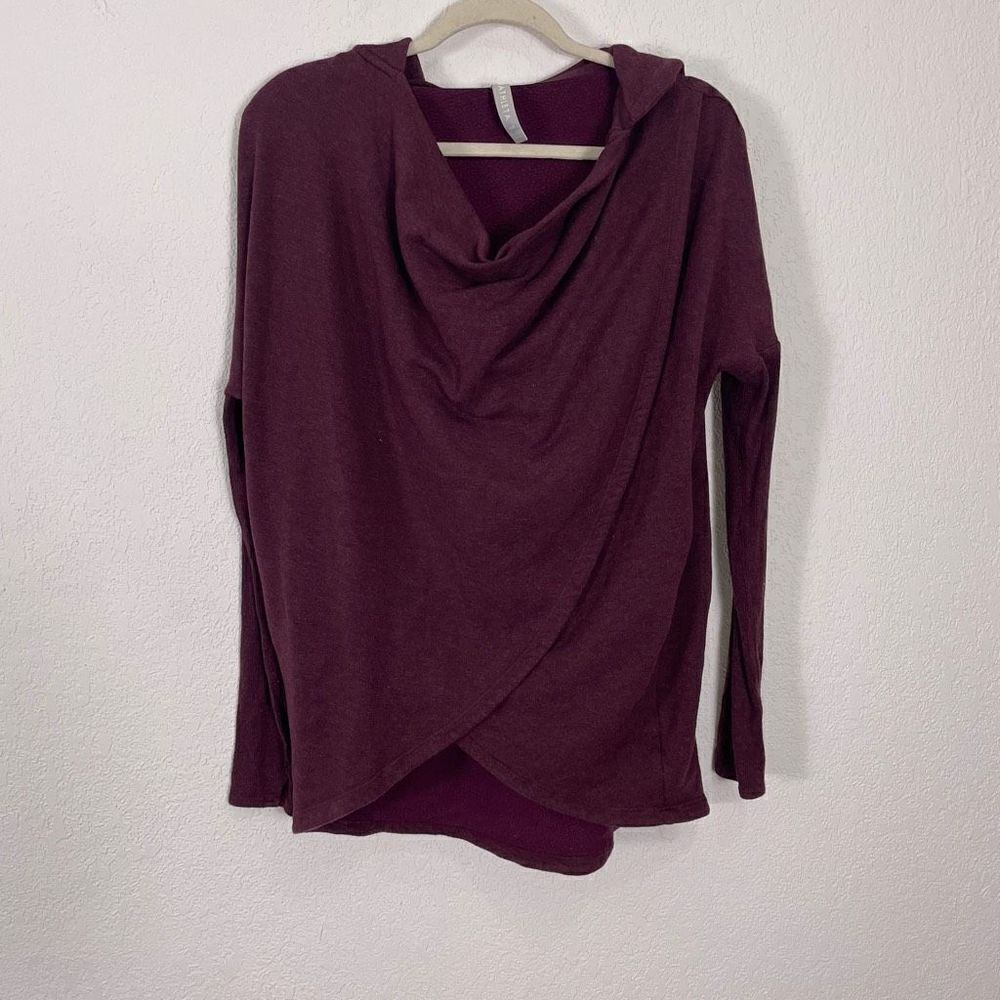 Athleta Purple Hooded‎ Overlap Front Fleece Lined Pullover Sweatshirt XS
